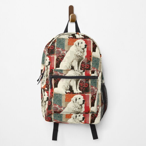Item preview, Great Pyrenees puppy dog on red patchwork  designed and sold by MendaciousMina.