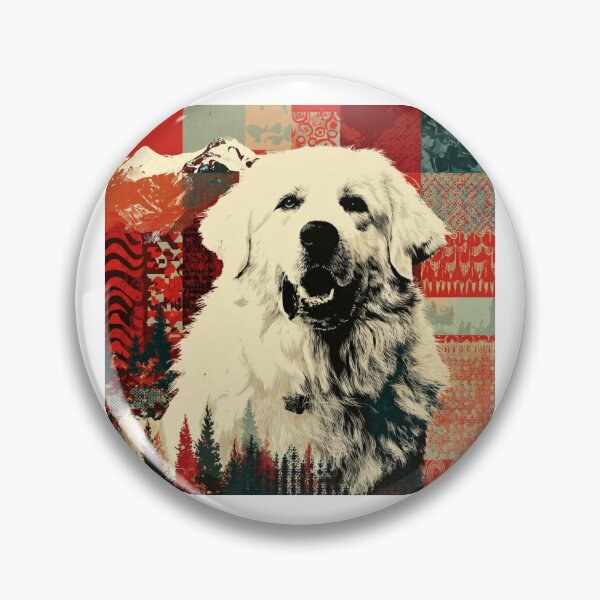 Item preview, Great Pyrenees puppy dog on red patchwork  designed and sold by MendaciousMina.