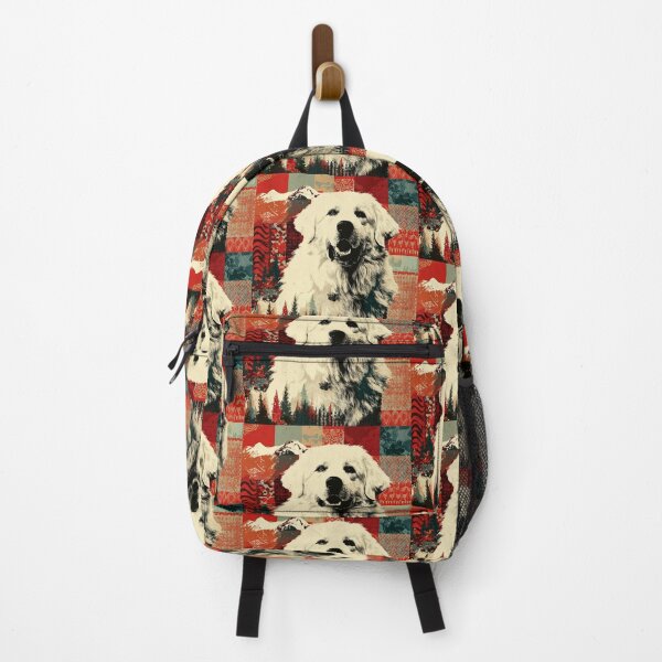 Item preview, Great Pyrenees puppy dog on red patchwork  designed and sold by MendaciousMina.