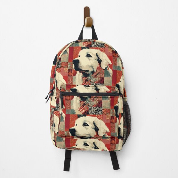 Item preview, Great Pyrenees puppy dog on red patchwork  designed and sold by MendaciousMina.