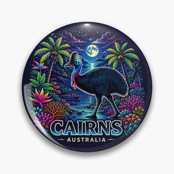 Item preview, Cairns Australia Night Cassowary Tropical Travel Sticker designed and sold by pod24.