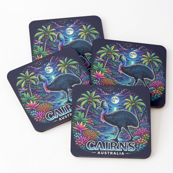 Item preview, Cairns Australia Night Cassowary Tropical Travel Sticker designed and sold by pod24.