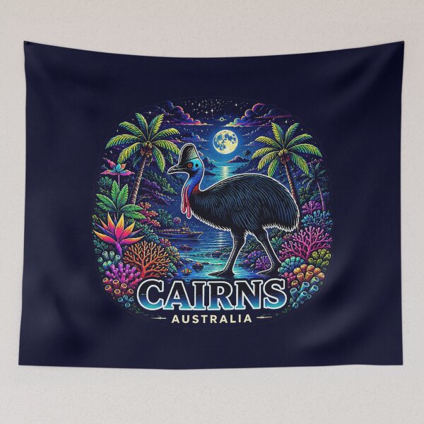 Item preview, Cairns Australia Night Cassowary Tropical Travel Sticker designed and sold by pod24.