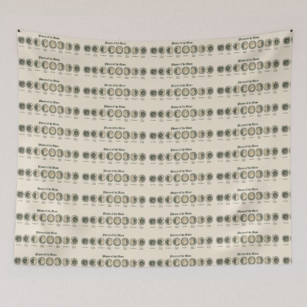 Item preview, Moon Phases Chart Dark Cottagecore Botanical Art designed and sold by PixelQ.