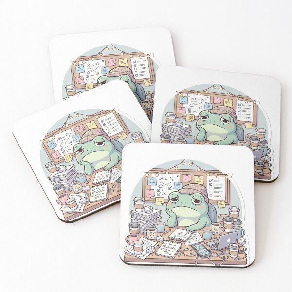 Item preview, Burnout Frog at Desk – Exhausted Work Stress Relatable Meme Cute Animal Design designed and sold by SoftAuraStudi0.