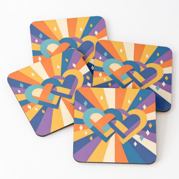 Item preview, Interlocking Geometric Hearts with Colourful Rays designed and sold by InkSmithery.