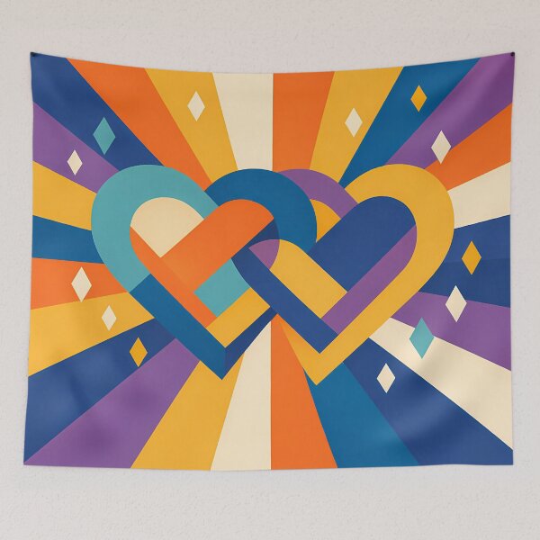 Item preview, Interlocking Geometric Hearts with Colourful Rays designed and sold by InkSmithery.