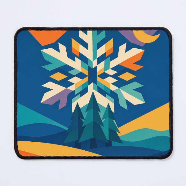 Item preview, Geometric Snowflake Over Moonlit Pines designed and sold by InkSmithery.