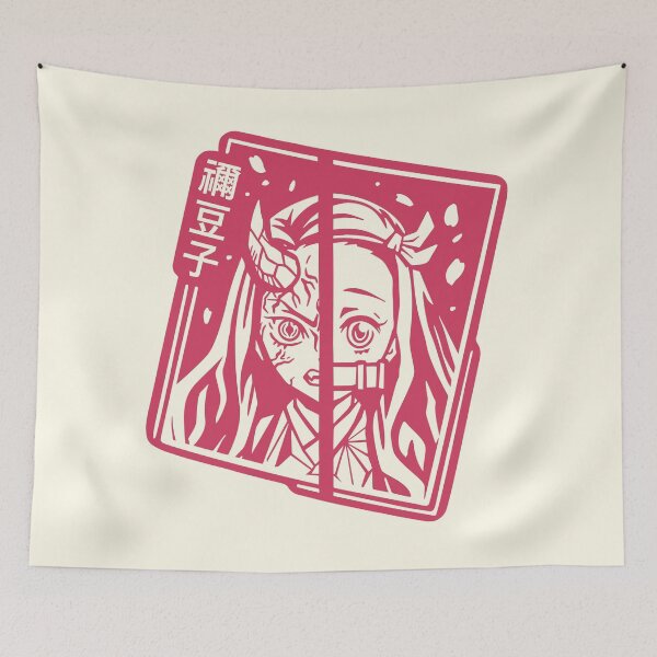 Item preview, Nezuko half-demon dark pink stencil type designed and sold by anaislalovi.