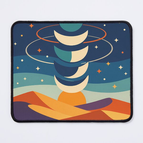 Item preview, Geometric Moon Phases Over Desert Dunes designed and sold by InkSmithery.