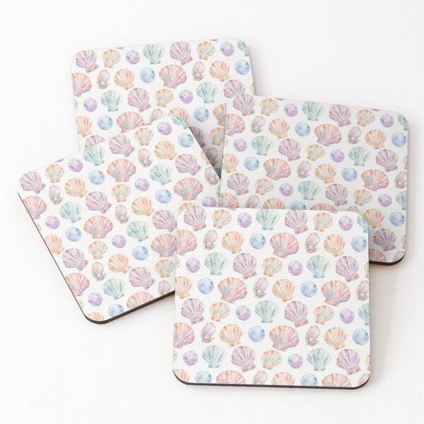Item preview, Watercolor Mixed Seashell Pearl Seamless Pattern Print designed and sold by GASCE Studio.