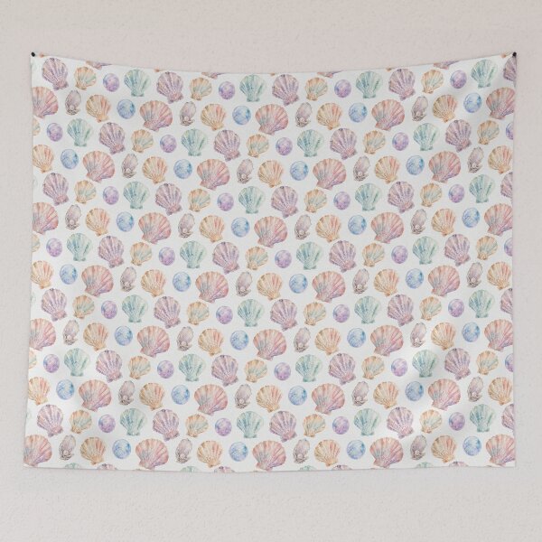 Item preview, Watercolor Mixed Seashell Pearl Seamless Pattern Print designed and sold by GASCE Studio.