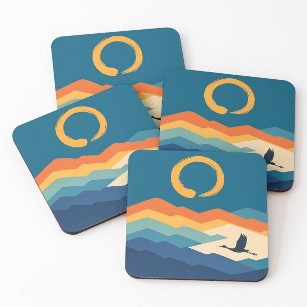 Item preview, Enso Sun Over Layered Mountains and Flying Crane designed and sold by InkSmithery.