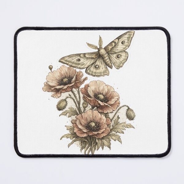 Item preview, Botanical composition, moth over poppies designed and sold by Iail Ioa.