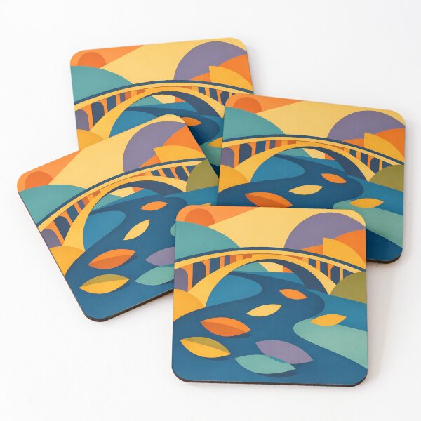 Item preview, Abstract Bridge Landscape with Organic River Shapes designed and sold by InkSmithery.