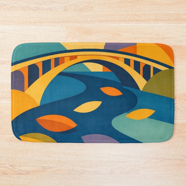 Item preview, Abstract Bridge Landscape with Organic River Shapes designed and sold by InkSmithery.