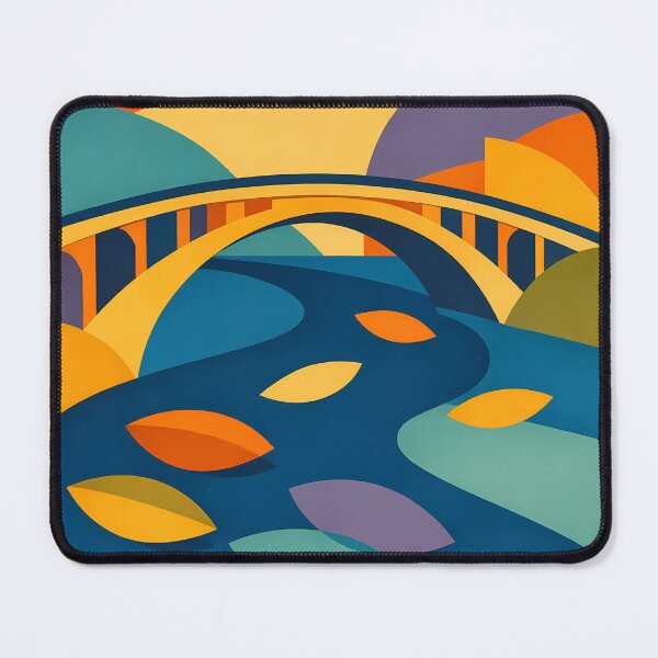 Item preview, Abstract Bridge Landscape with Organic River Shapes designed and sold by InkSmithery.