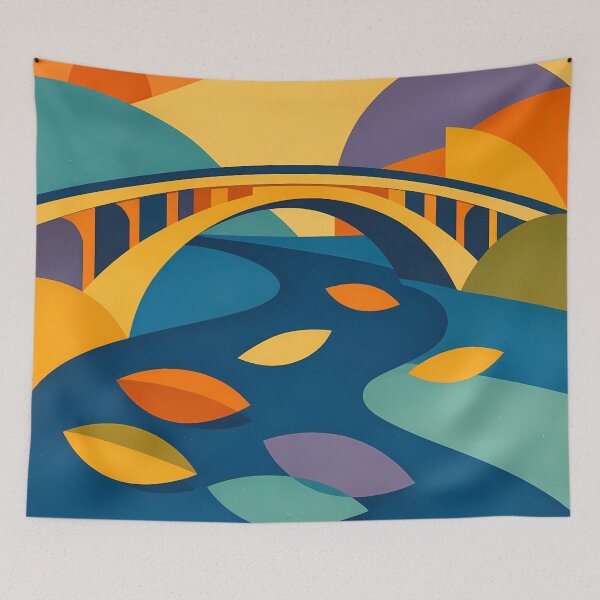 Item preview, Abstract Bridge Landscape with Organic River Shapes designed and sold by InkSmithery.