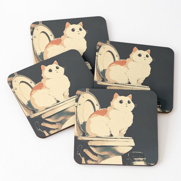 Item preview, Cute Cat On Toilet designed and sold by KJNihonDesigner.