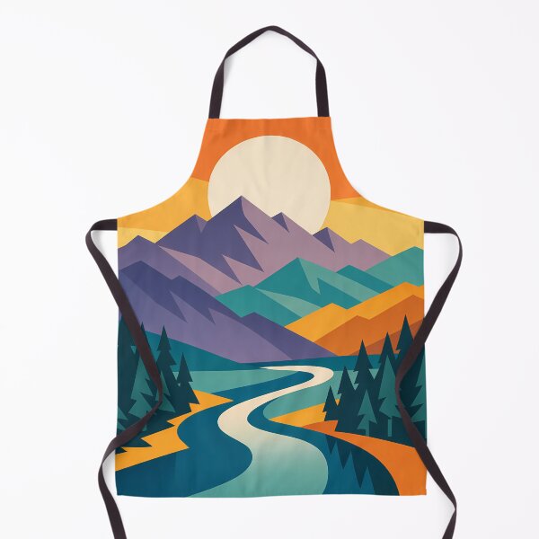 Item preview, Geometric Mountain Sunset with River and Pines designed and sold by InkSmithery.