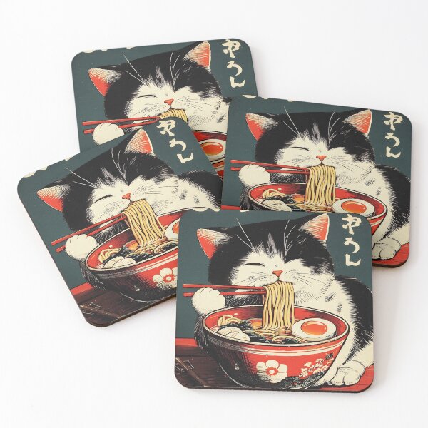 Item preview, Cute Cat Eating Ramen designed and sold by KJNihonDesigner.