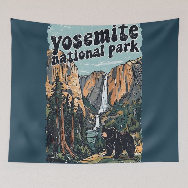 Item preview, Yosemite National Park  Retro Cute Landscape Wildlife Bear  designed and sold by HowToCanadian.