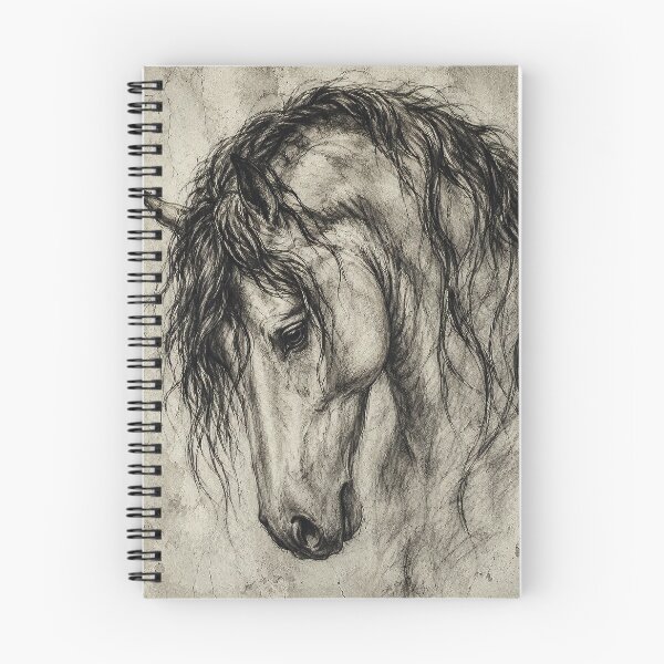 Item preview, Majestic Friesian Horse Head Drawing – Vintage Equine Sketch Art designed and sold by Artforhorse.