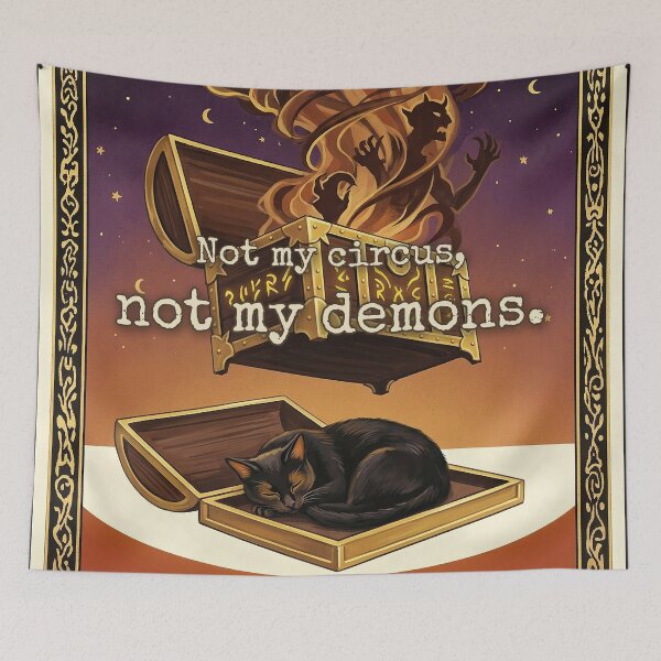 Item preview, Whimsigoth Cat Not My Circus Not My Demons Vintage 70s Tee designed and sold by BLACKCAT-COVEN.