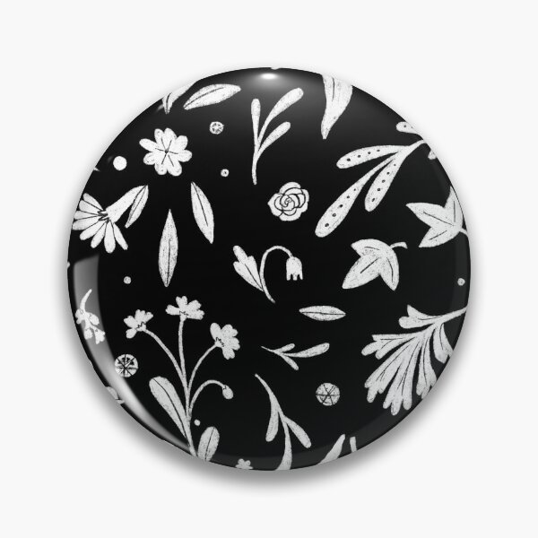 Item preview, Black and white ornamental flower and plant pattern designed and sold by anaislalovi.