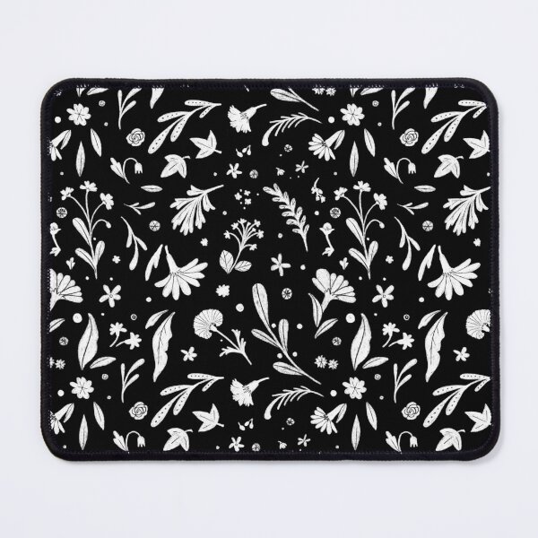 Item preview, Black and white ornamental flower and plant pattern designed and sold by anaislalovi.