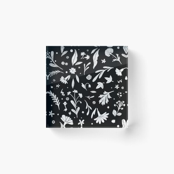 Item preview, Black and white ornamental flower and plant pattern designed and sold by anaislalovi.