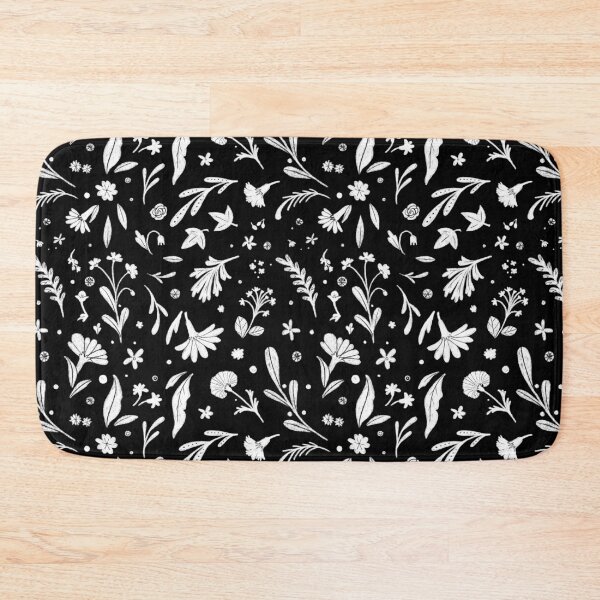 Item preview, Black and white ornamental flower and plant pattern designed and sold by anaislalovi.