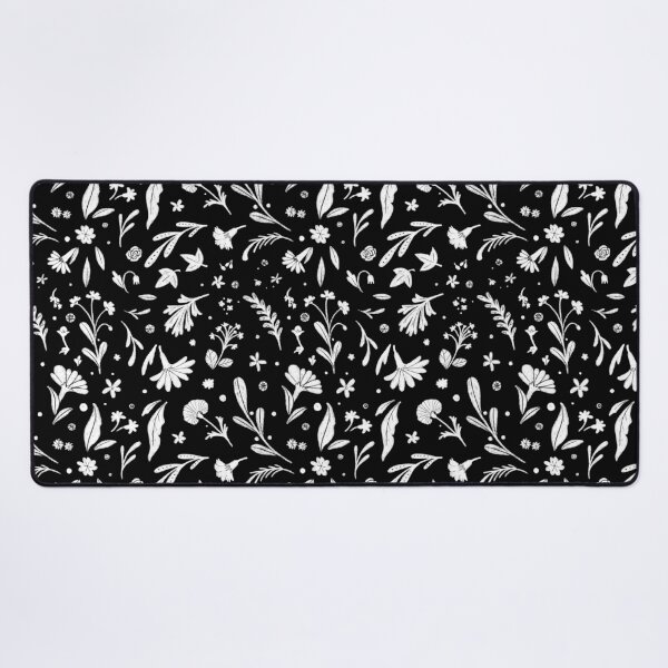 Item preview, Black and white ornamental flower and plant pattern designed and sold by anaislalovi.