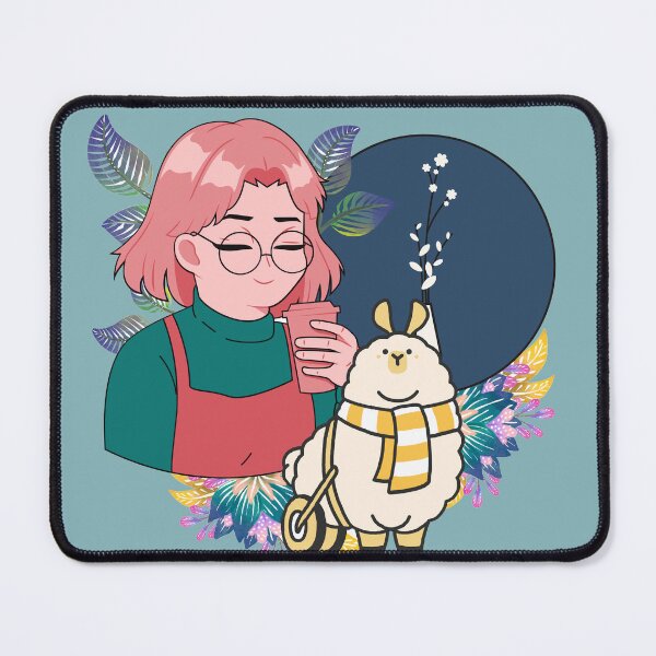 Item preview, Manga Girl with Coffee and Lama in Wheelchair designed and sold by Kanniax.