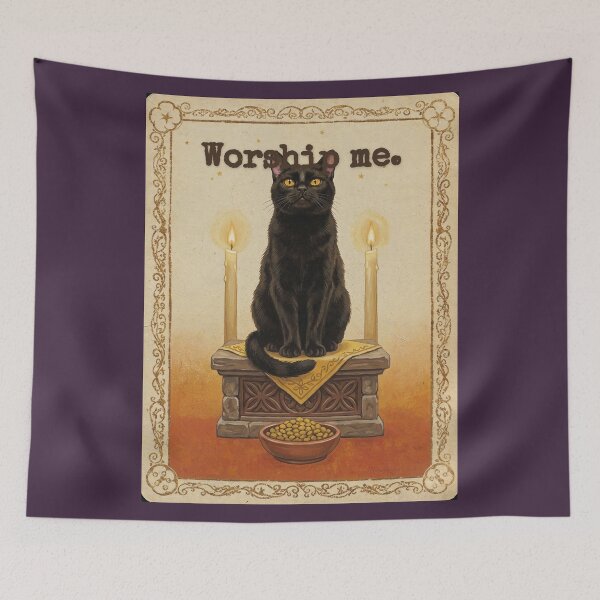 Item preview, Hierophant Tarot Cat Worship Me Altar Painterly Witchy Tee designed and sold by BLACKCAT-COVEN.