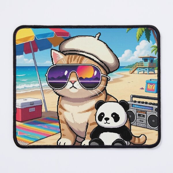 Item preview, Retro Pixel Cat Beach Summer Vibes 8-Bit Synthwave Aesthetic designed and sold by Littermin.