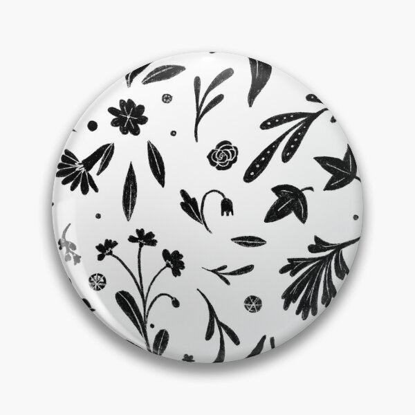 Item preview, Black and white ornamental flower and plant pattern designed and sold by anaislalovi.