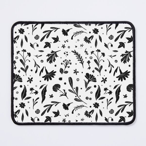 Item preview, Black and white ornamental flower and plant pattern designed and sold by anaislalovi.