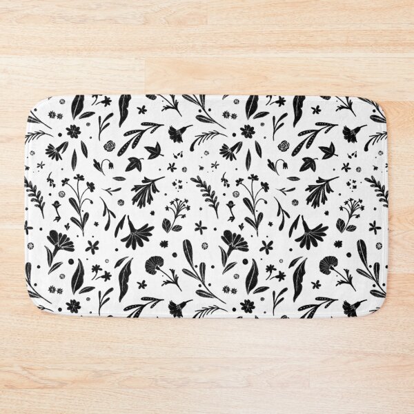 Item preview, Black and white ornamental flower and plant pattern designed and sold by anaislalovi.