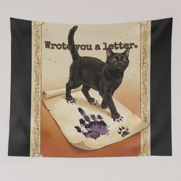 Item preview, Cottagecore Witch Cat Wrote You A Letter Vintage Tarot Tee designed and sold by BLACKCAT-COVEN.