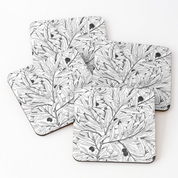 Item preview, Black and white olive tree pattern designed and sold by anaislalovi.