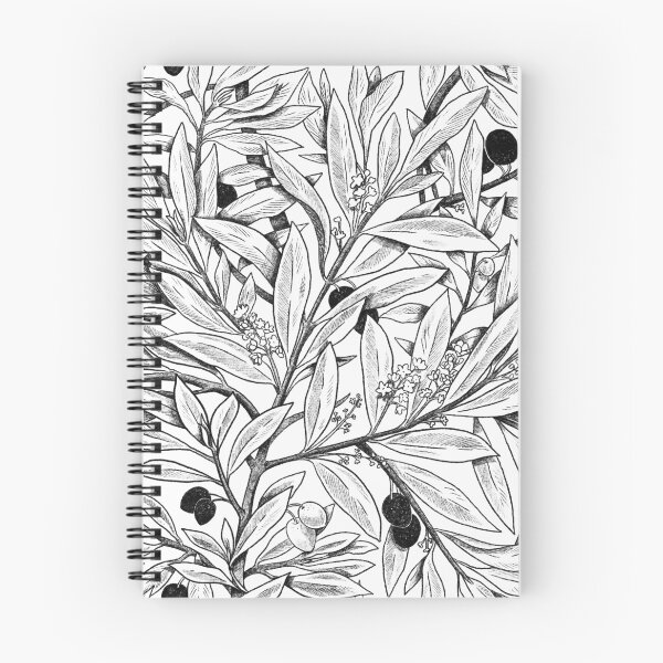 Item preview, Black and white olive tree pattern designed and sold by anaislalovi.