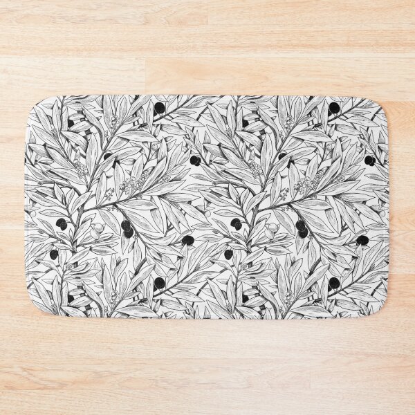 Item preview, Black and white olive tree pattern designed and sold by anaislalovi.