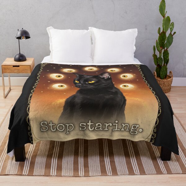 Item preview, Whimsigoth Cat Stop Staring Social Anxiety Surreal Goth Tee designed and sold by BLACKCAT-COVEN.