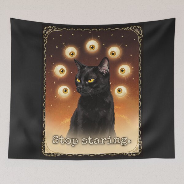 Item preview, Whimsigoth Cat Stop Staring Social Anxiety Surreal Goth Tee designed and sold by BLACKCAT-COVEN.