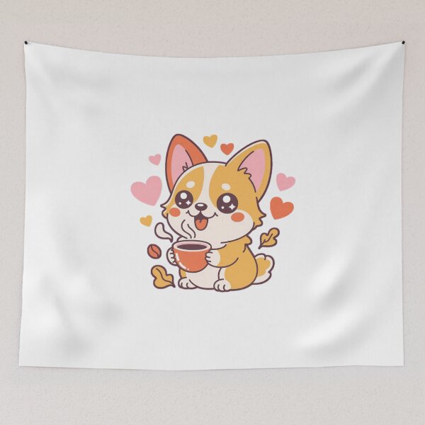 Item preview, Brewed Happiness – Cute Corgi Coffee Time designed and sold by YounexxART.