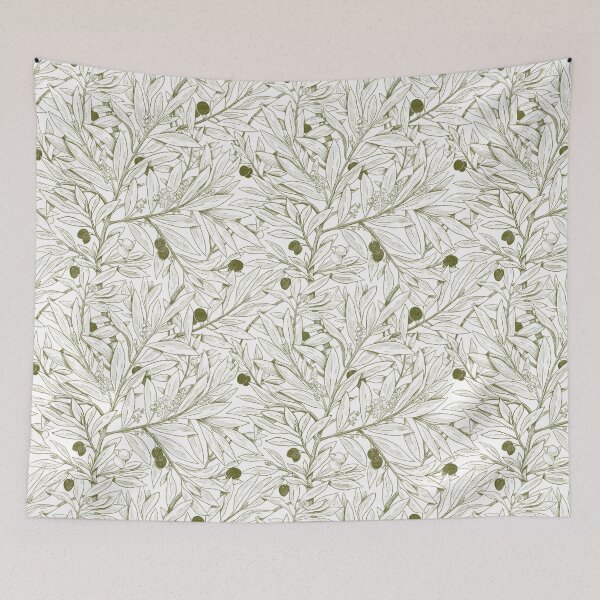 Item preview, White and green olive and olive pattern designed and sold by anaislalovi.
