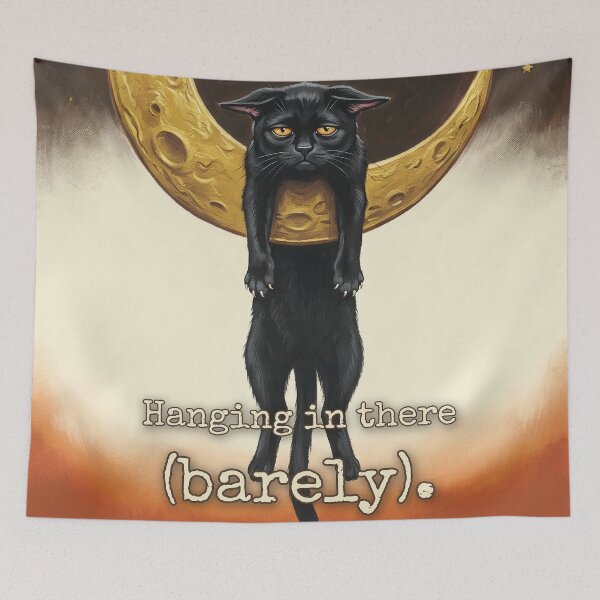 Item preview, Hanged Man Tarot Cat Hanging In There Barely Witch Mom Tee designed and sold by BLACKCAT-COVEN.
