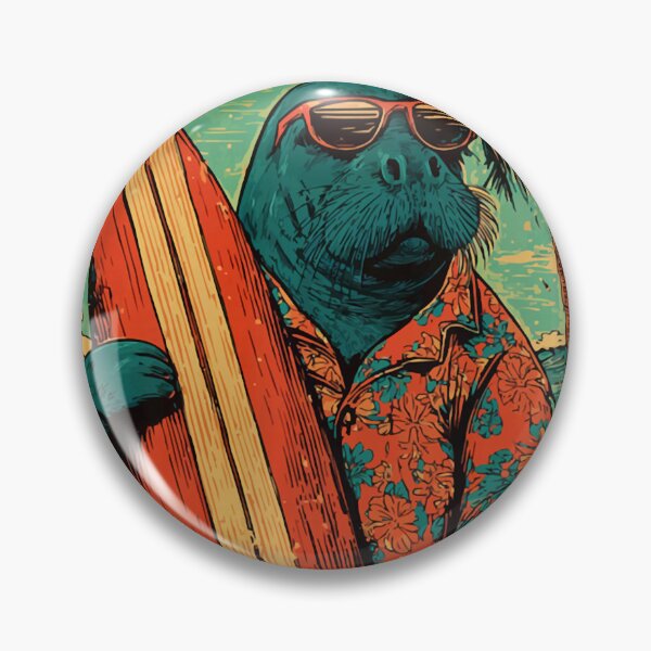 Item preview, Retro Surfing Manatee Hawaii Vintage Beach Summer Surfer designed and sold by Littermin.