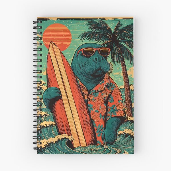Item preview, Retro Surfing Manatee Hawaii Vintage Beach Summer Surfer designed and sold by Littermin.